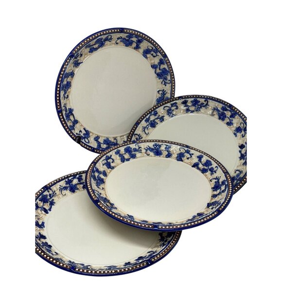 Temp-tations By Tara Floral Lace Blue White Dinner Plates 10" Set 4 Stoneware - Picture 1 of 8